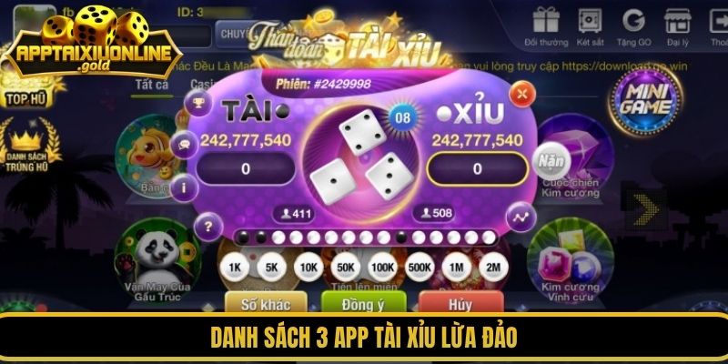 Danh sách 3 app tài xỉu lừa đảo